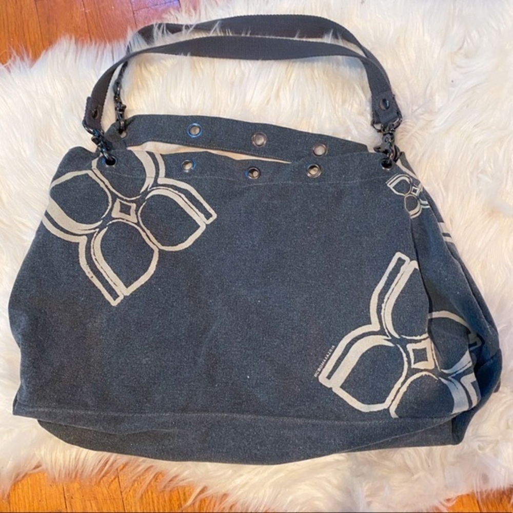 2/$20 BCBGMaxAzria Cotton Floral Shoulder Bag Grey